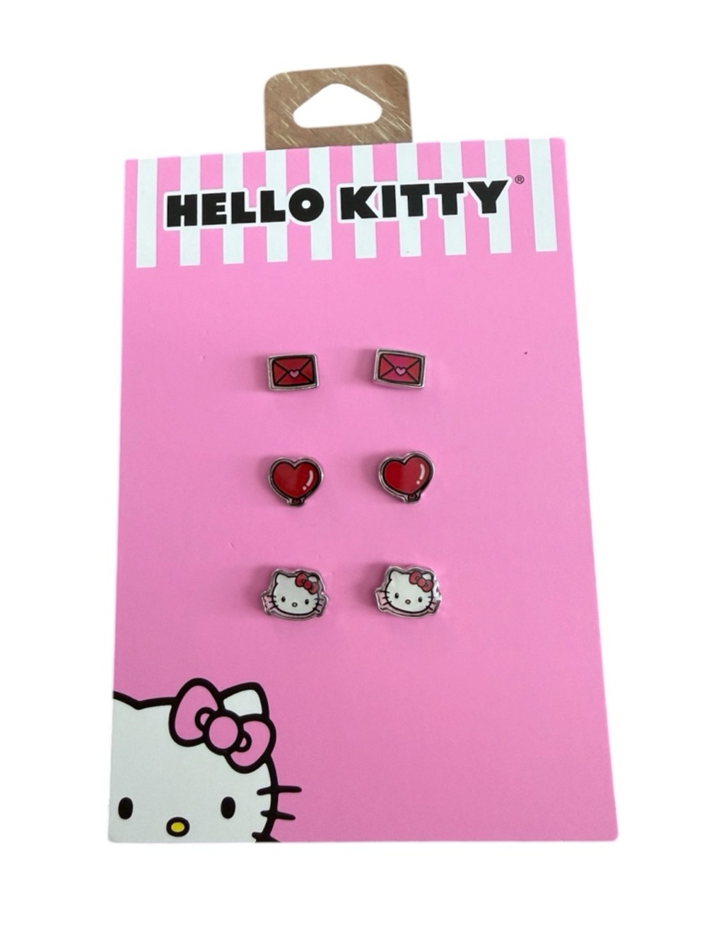 Hello Kitty Red and Pink Kids Stud Earring Trio